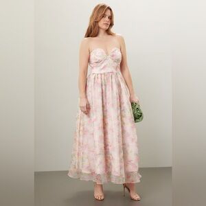 Monique Lhuillier Strapless Pastel Dress